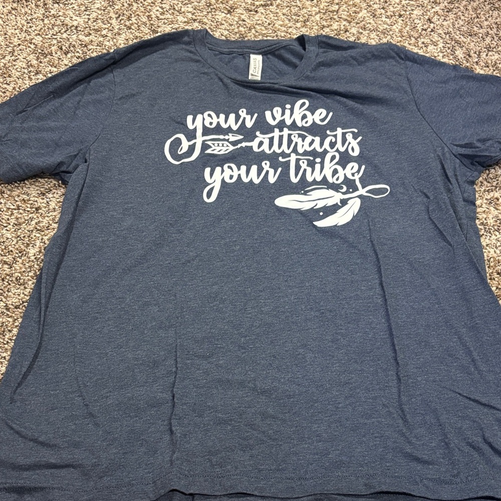 Bella Canvas Navy Blue 'your vibe attracts your tribe' Graphic Tee